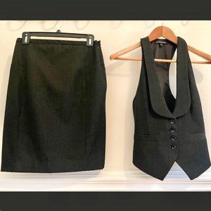 Express Dark Grey Stretch Denim Set - Skirt & Matching Vest